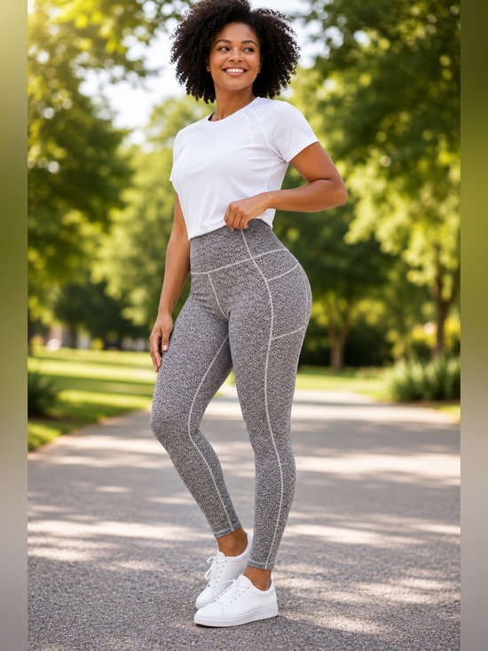 Champion Pants - Champion Grey High-Waist Textured Performance Leggings XXL